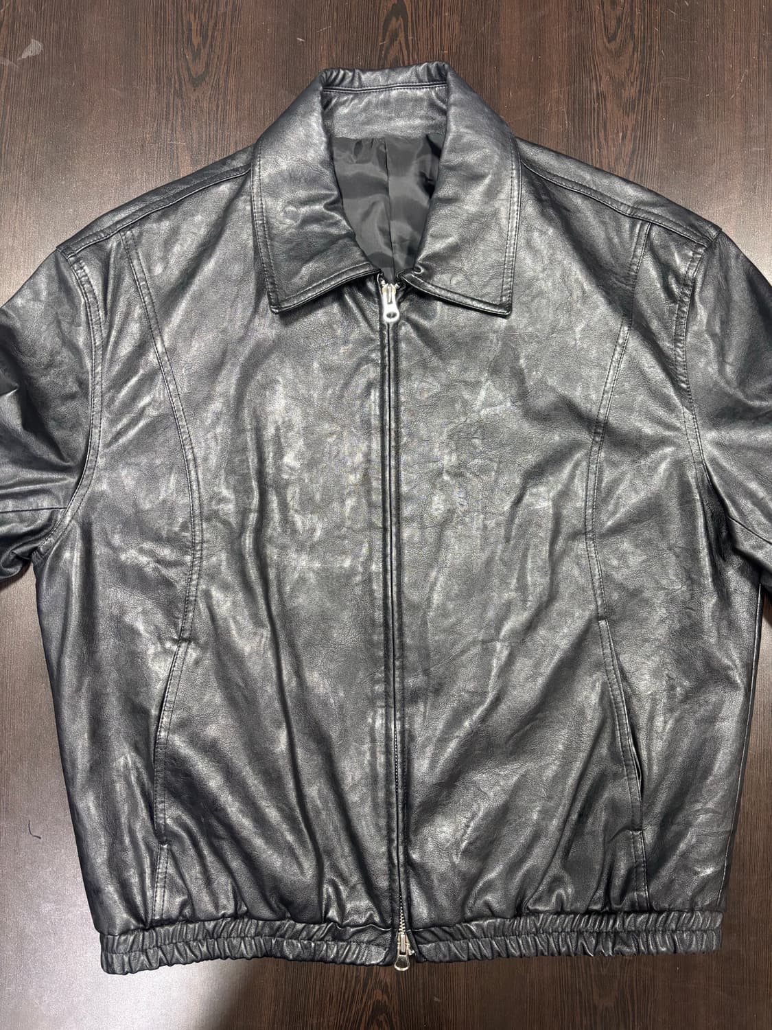 빈티지 블랙 레더 자켓 상품이미지6