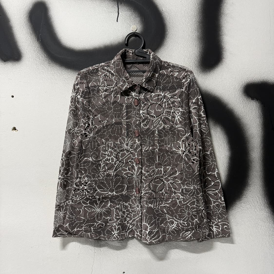 VTG 빈티지 펀칭 플라워 패턴 레이스 셔츠 자켓 상품이미지1