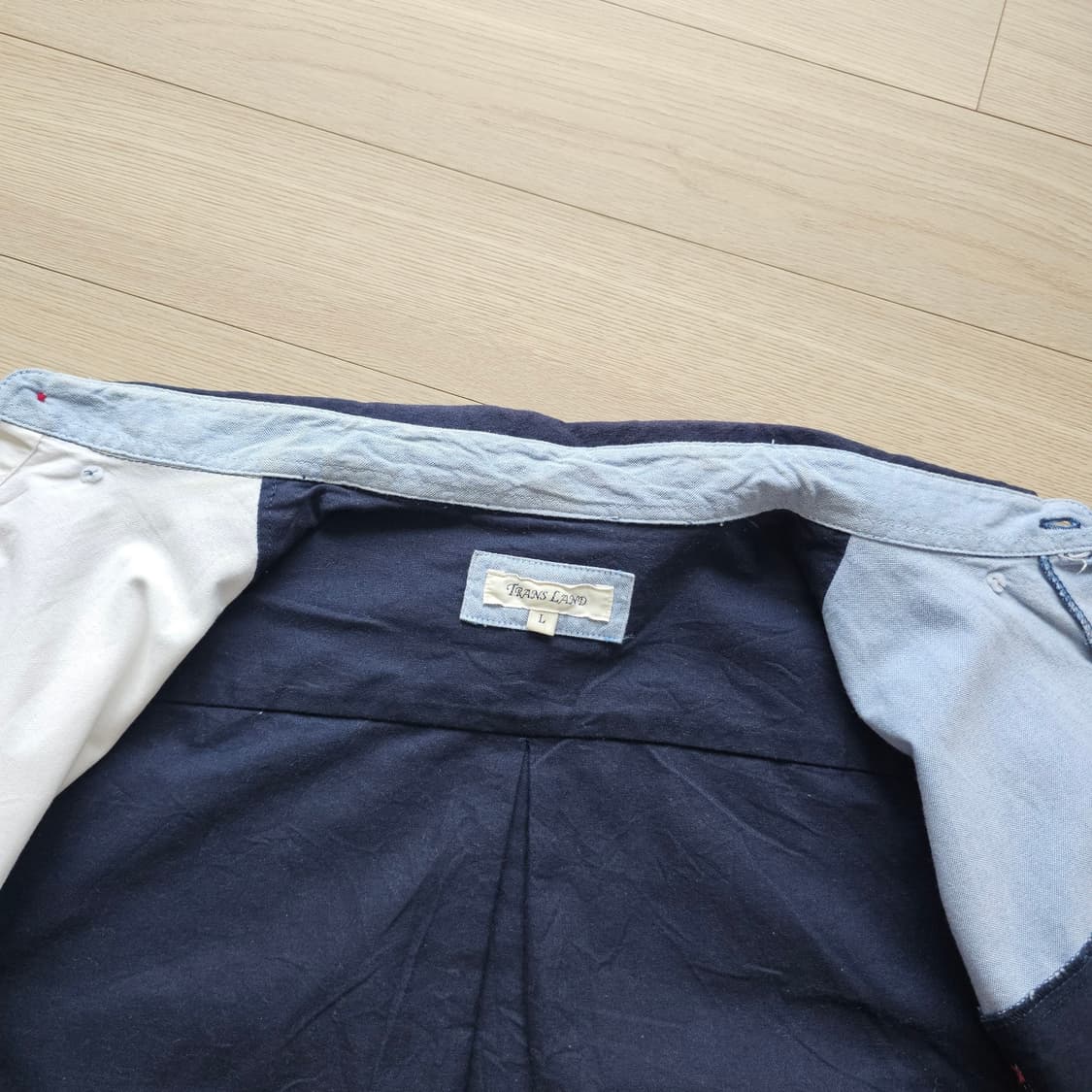L .Transland 배색 긴팔 포켓 셔츠 남자 간절기 M 95 100 상품이미지6