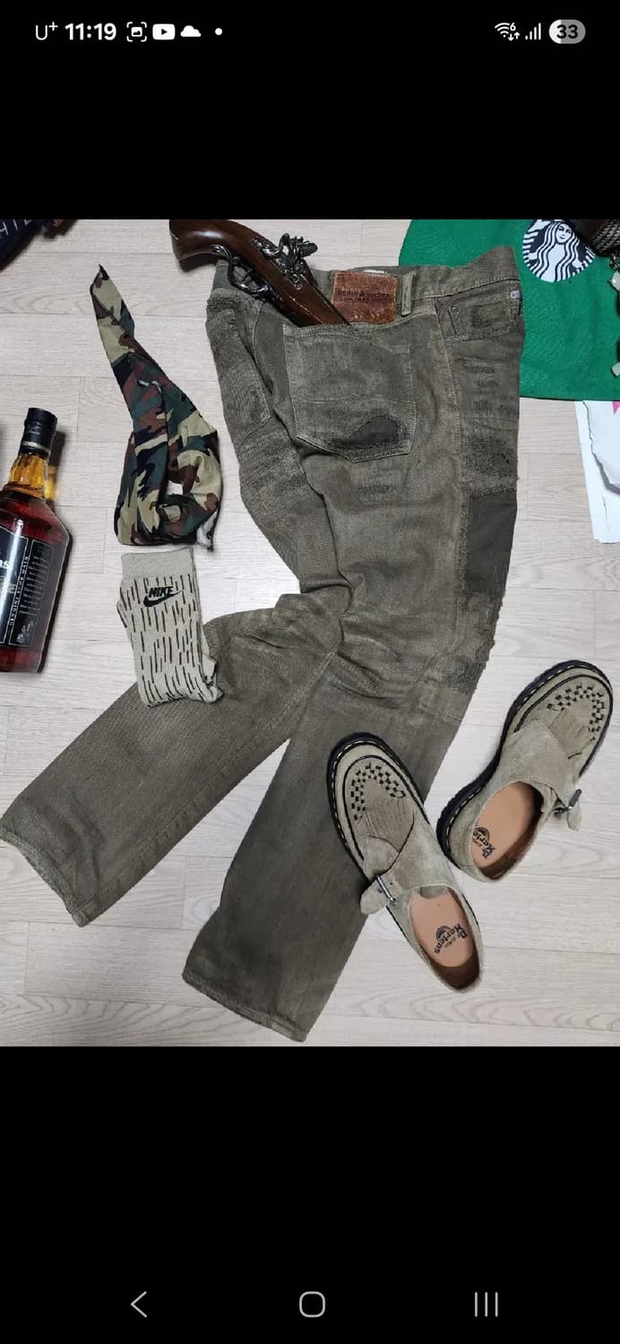 POLO RALPH LAUREN 카키 올리브 데님 팬츠 카모플라주 성조기 상품이미지4