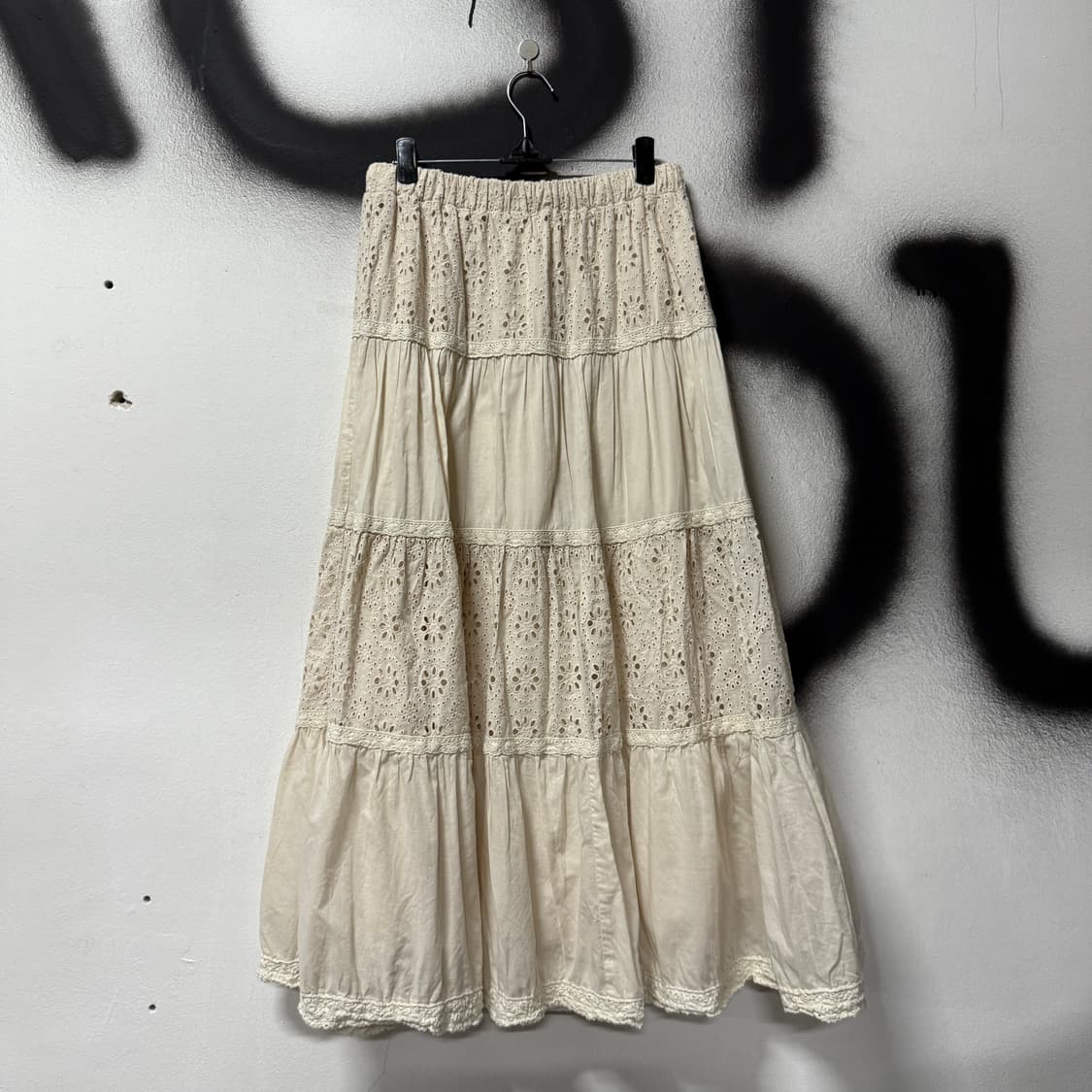 VTG 빈티지 모리 태슬 아이보리 레이스 롱 스커트 상품이미지2