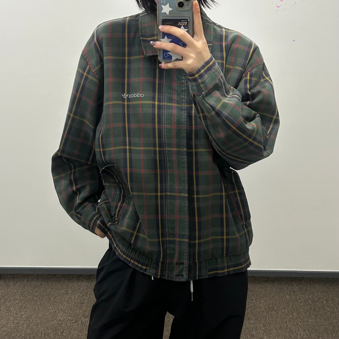 Adidas 아디다스 그린 체크 집업 자켓  상품이미지1