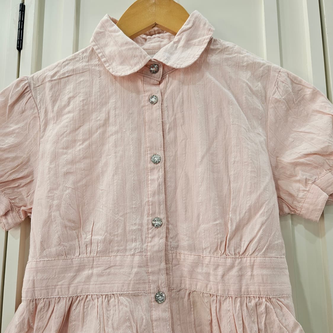 핑크색 퍼프 반팔 블라우스 상품이미지3