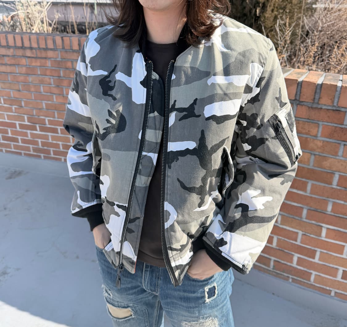 (M)90s USA CORINTH 화이트 카모 MA-1 상품이미지2