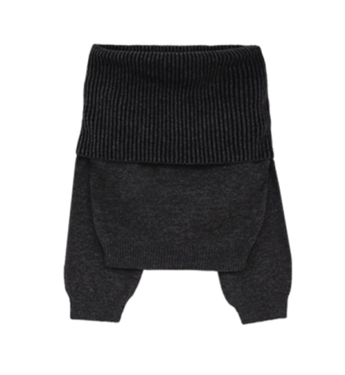 ribbed open shoulder knit charcoa 상품이미지1