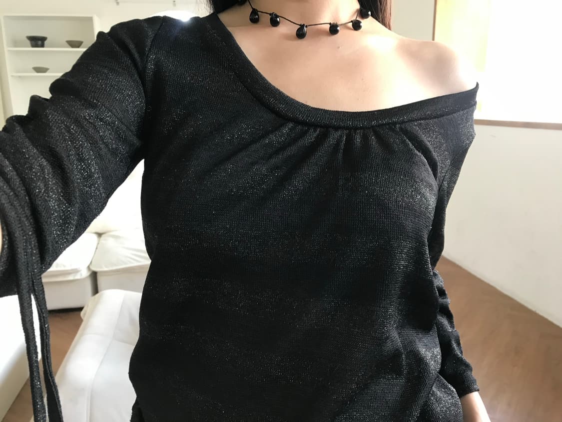 vintage stripe pattern shirring top 상품이미지4