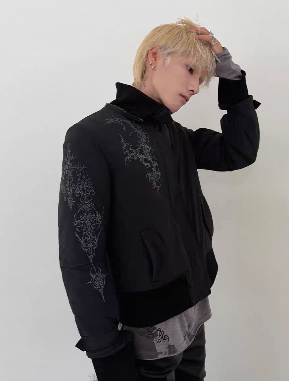 Visual Street Print Rib Panel Padded Jac 상품이미지3