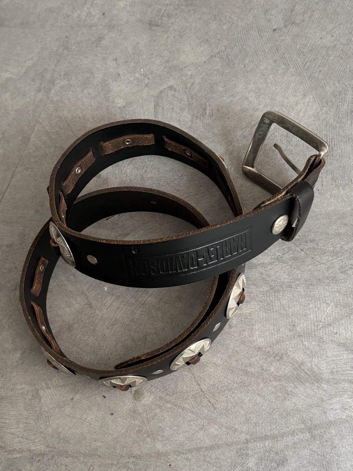 Harley-Davidson 할리 데이비슨 스터드 레더 벨트 상품이미지2