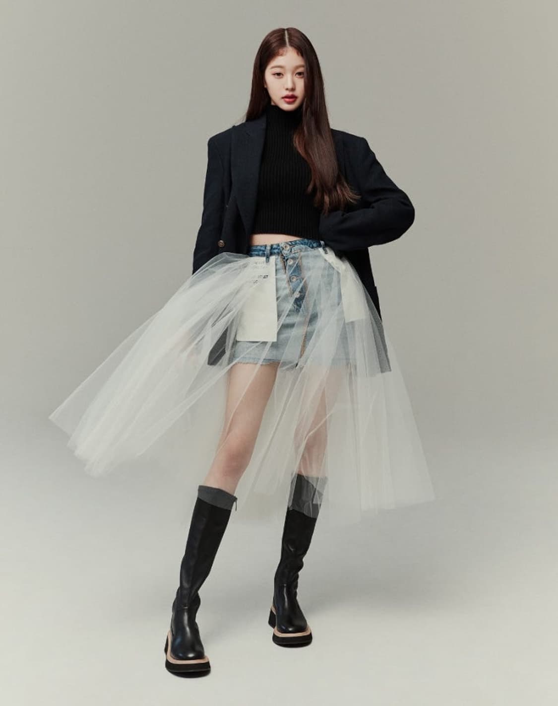 슈콤마보니 장원영 롱 부츠 램스킨 상품이미지1