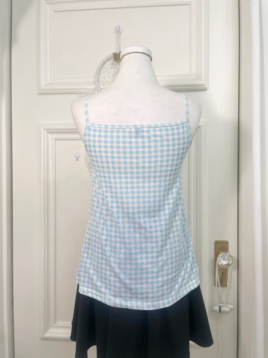 white blue check cotton sleeveless 상품이미지4