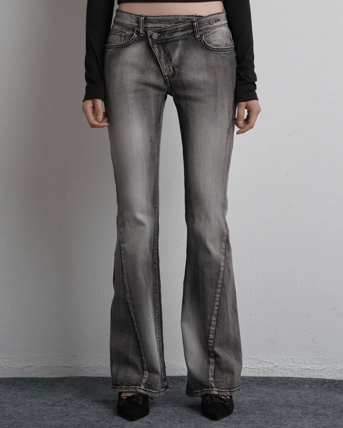 시너진 언발란스 브러쉬 데님 팬츠 그레이 S 상품이미지1