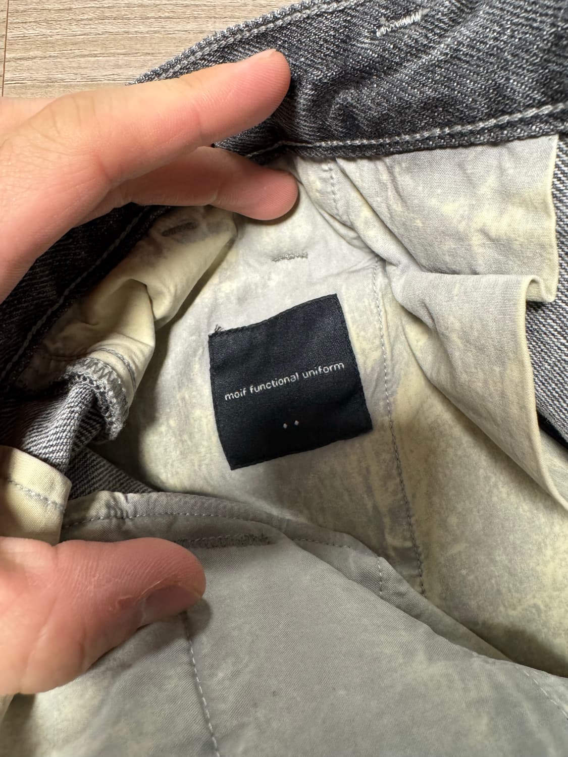 24fw 모이프 와이드데님 블리치드블랙 상품이미지4