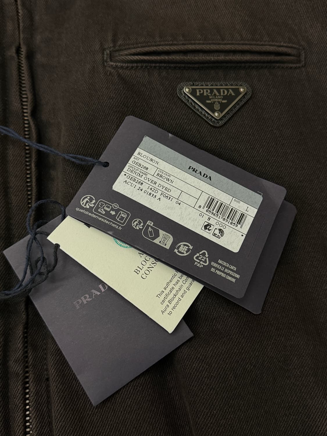 [L] 프라다 패딩 데님 블루종 봄버 상품이미지4