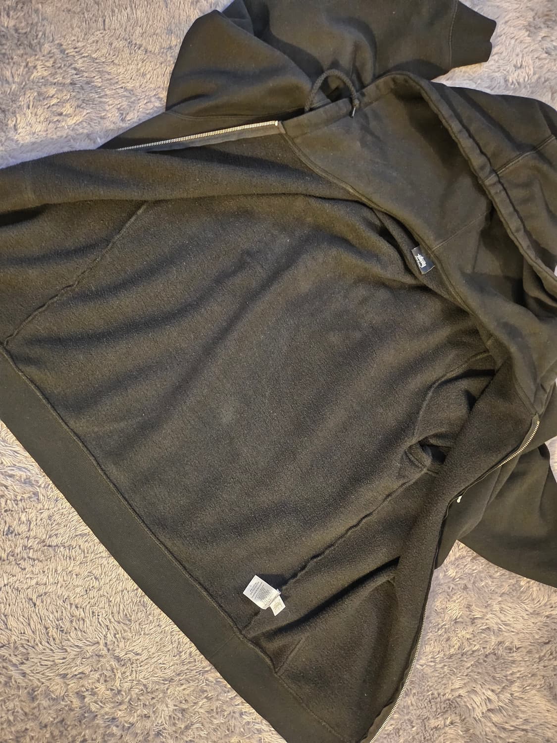 정품(L-105) 스투시 테리소재 블랙 베이직 후드 집업 상품이미지8