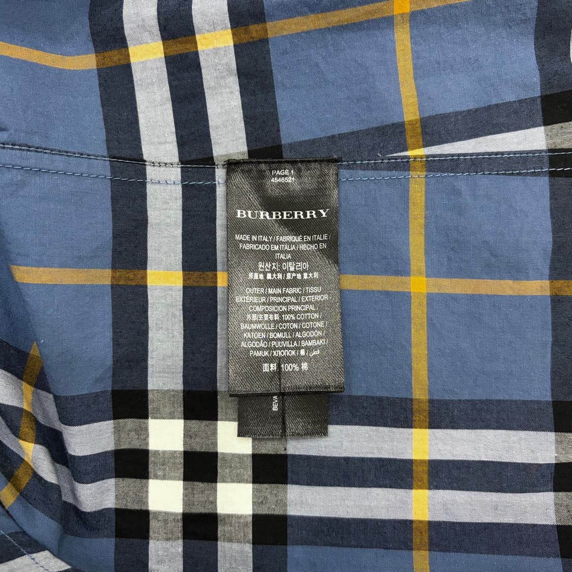 버버리 여자 여성 우먼스 레이스 블루 체크 긴팔 셔츠 상품이미지5