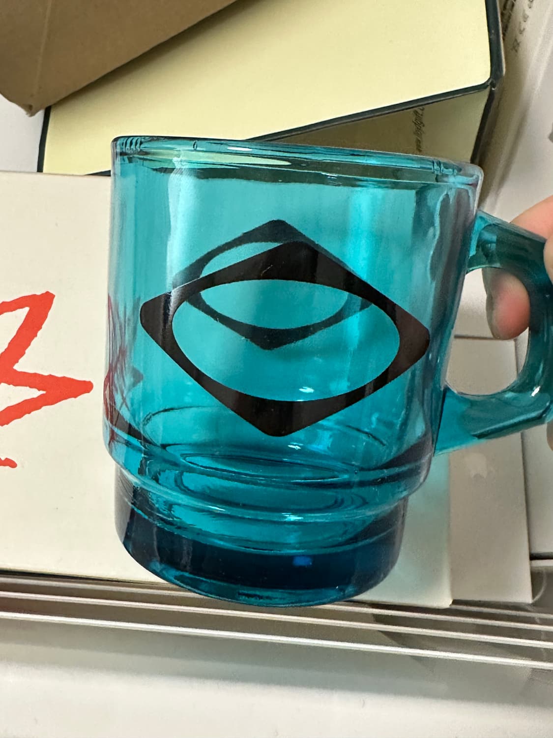 미스치프 글래스 머그 아쿠아 블루 새상품 상품이미지1