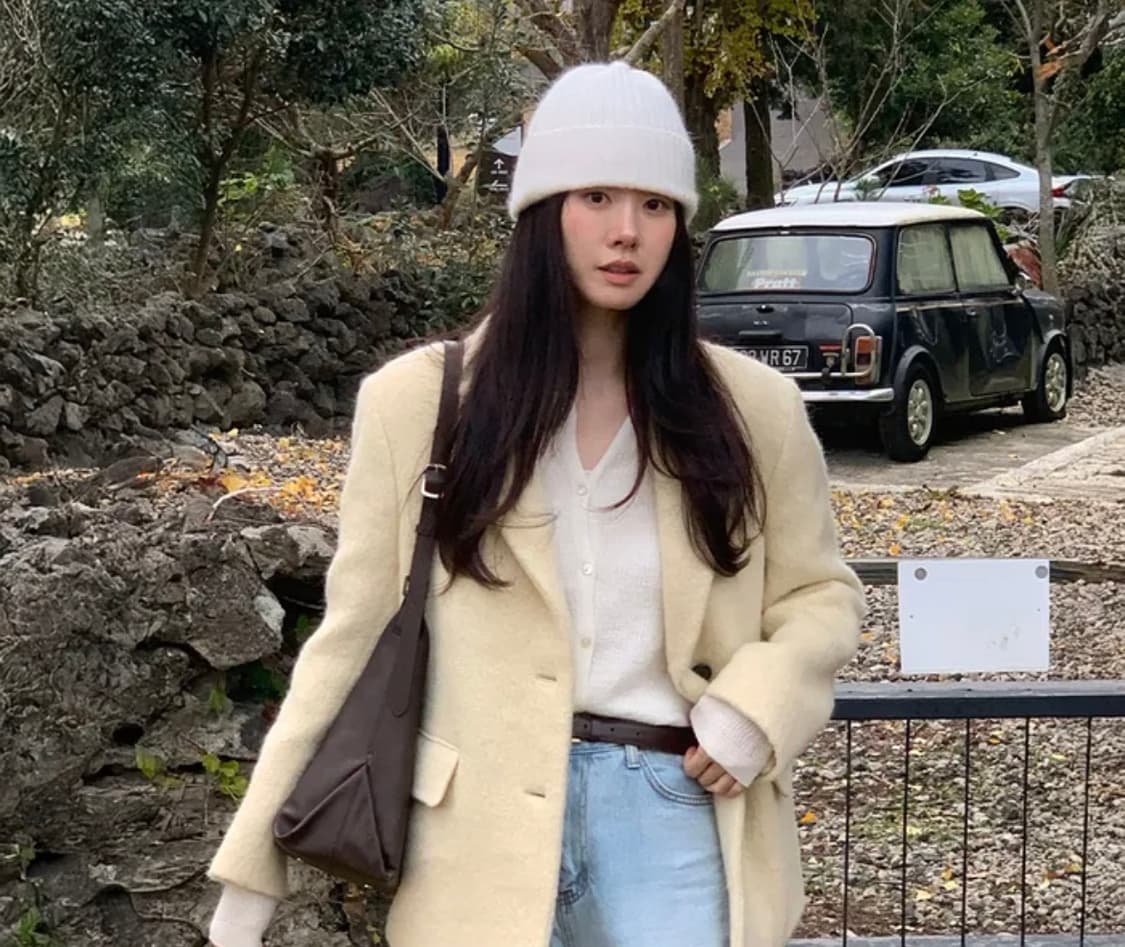 룩캐스트 레이어 알파카 자켓 버터  상품이미지1