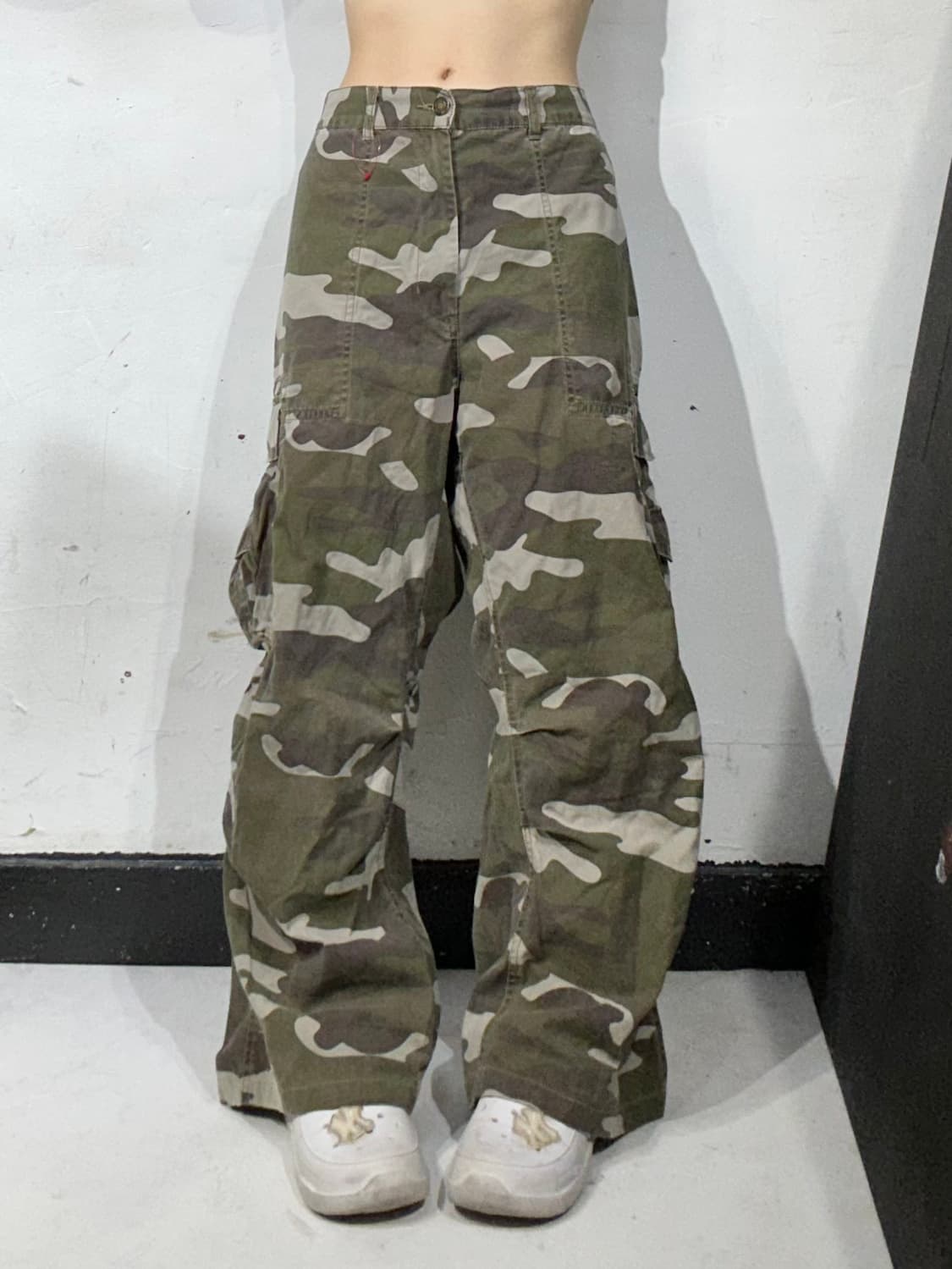 빈티지 베이지 카모 밀리터리 와이드 카고 팬츠 110 상품이미지2