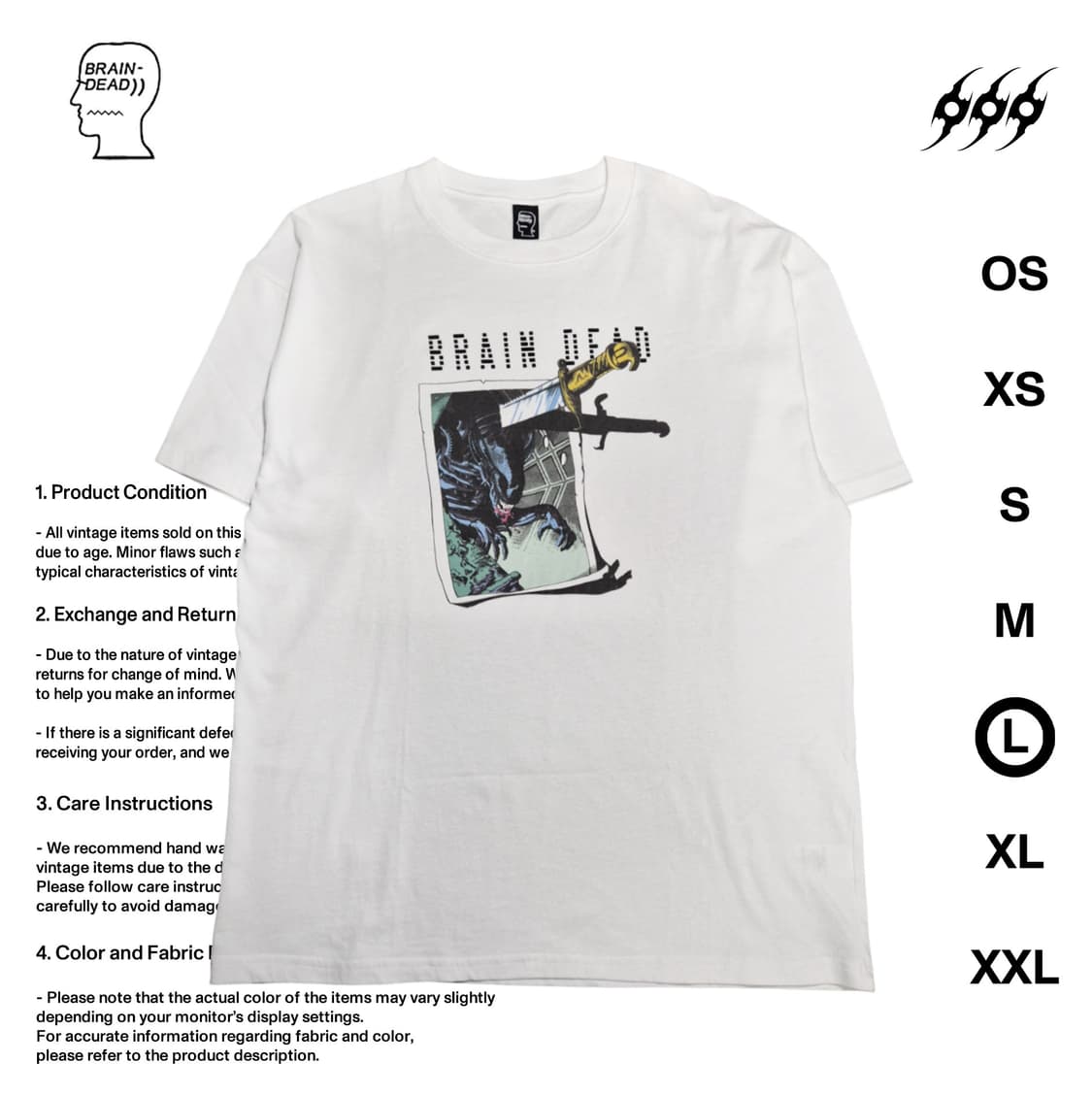 브레인데드 X 에일리언 타겟 프렉티스 L사이즈 반팔티셔츠 상품이미지1