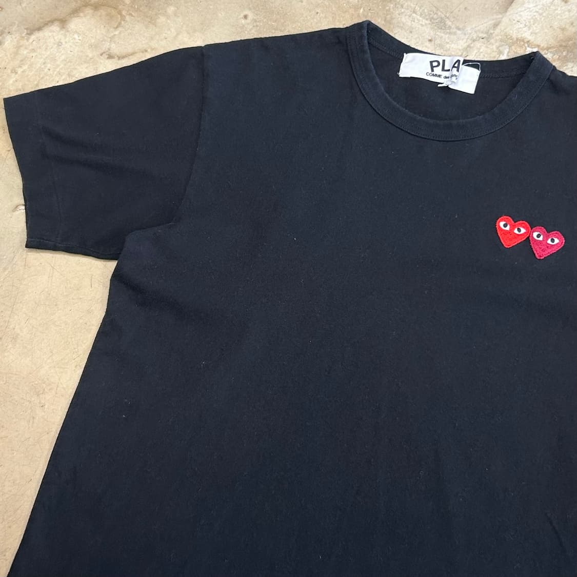 🫶🏻 꼼데가르송 더블 하트 와펜 Black 반팔티 🫶🏻 상품이미지2