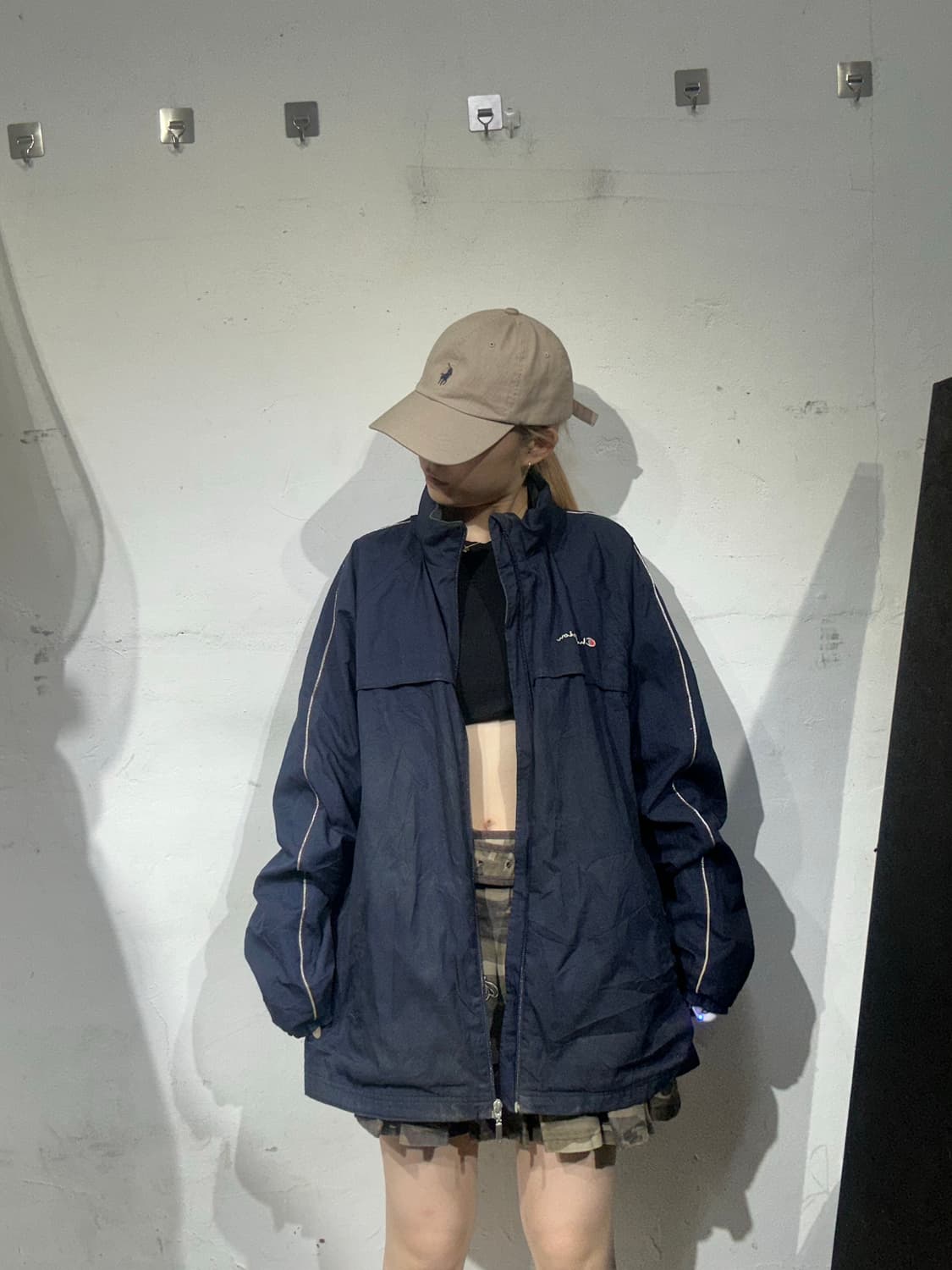 챔피온 네이비 오버핏 로고 바람막이 자켓 XL 상품이미지2