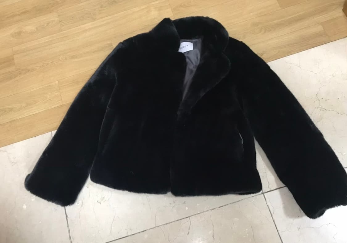 구즈 제작 페이크퍼 자켓 밍크 블랙 상품이미지4