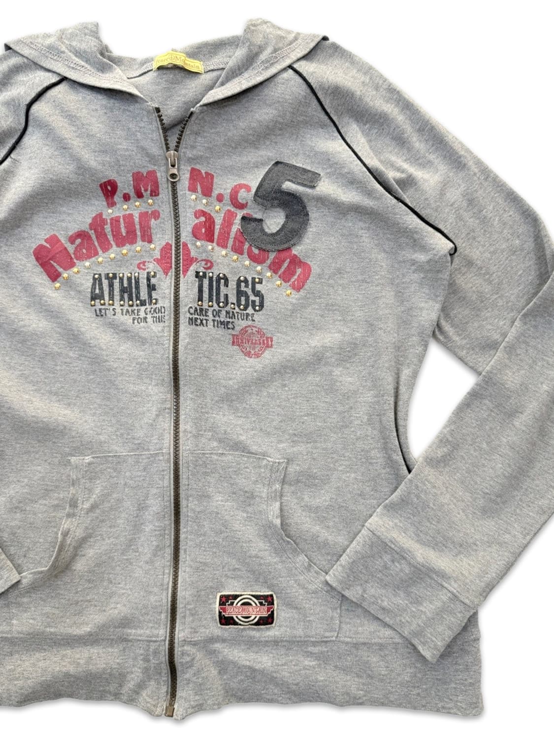 빈티지 peace mountain 그레이 레터링 후드집업 상품이미지2