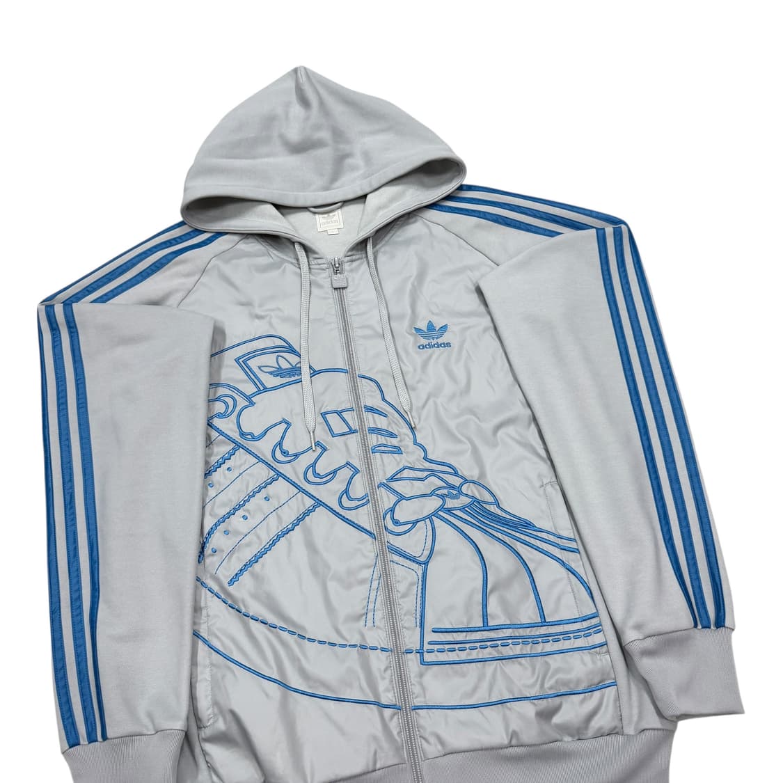 아디다스 빈티지 해외판 슈퍼스타 트랙탑 후드집업 자켓 L 라이트그레이 상품이미지2