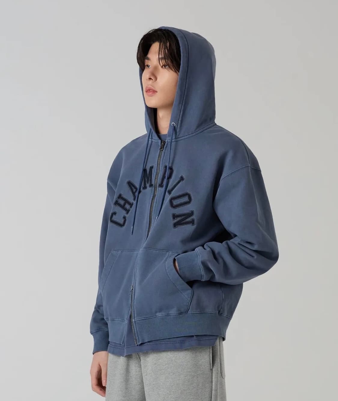 챔피온 김원중 아치 로고 루즈핏 가먼트다잉 후드 집업 3종(일괄판매) S 상품이미지3