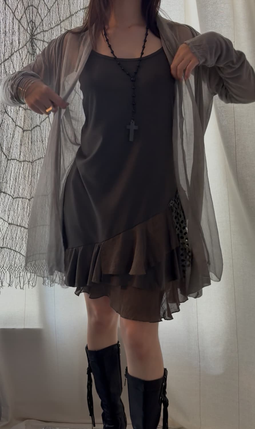 21 grey see-through cardigan 상품이미지3