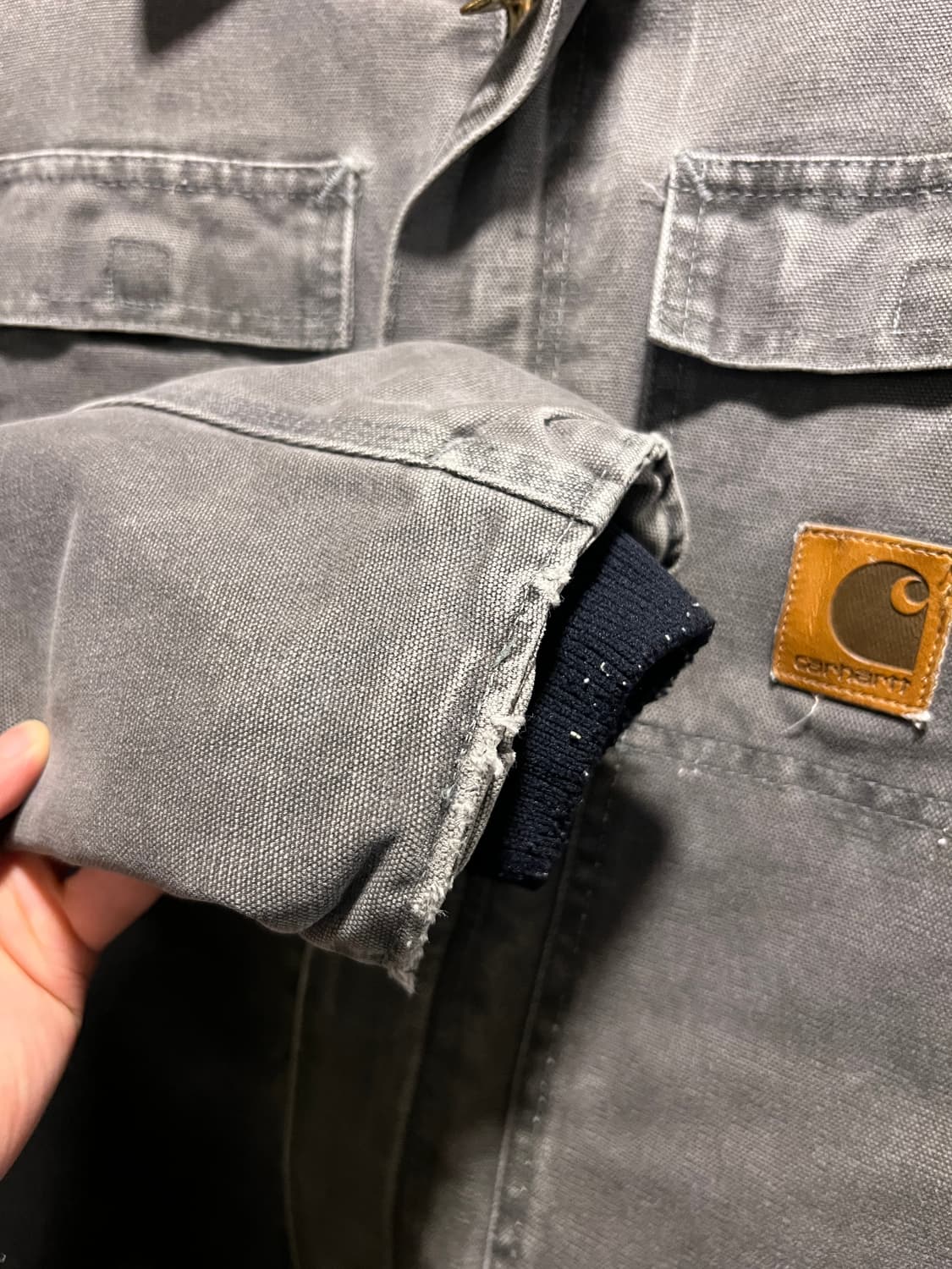 [L]칼하트 Made in USA C26 차콜그레이 캔버스 워크 자켓 상품이미지5