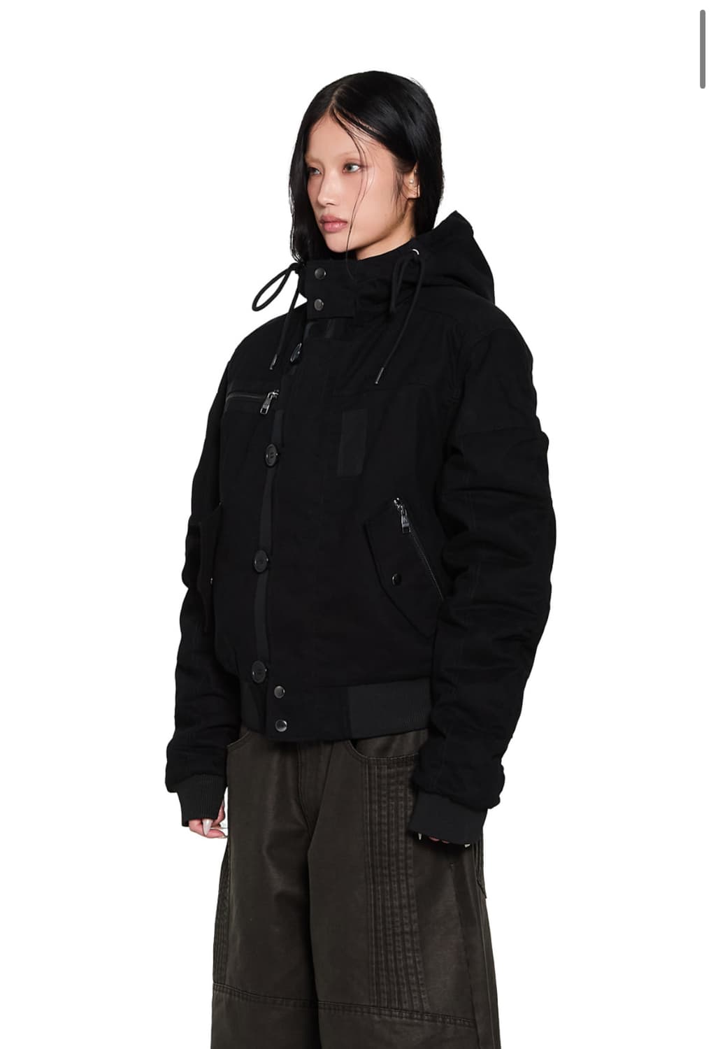 Button Placket Cotton Ma-1 Jacket(Black) 상품이미지1