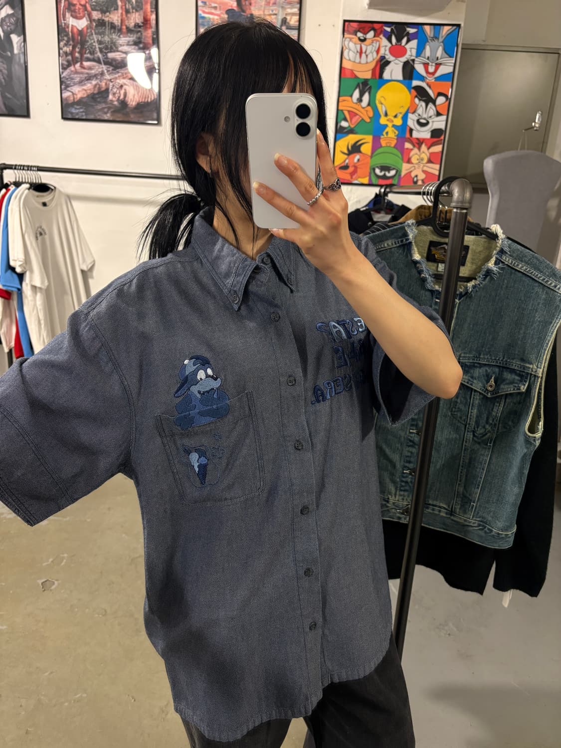 일제 VTG 캐릭터 자수 셔츠 상품이미지3