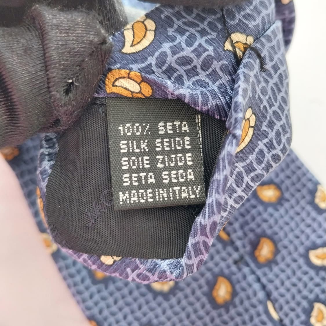 자크 에스티에 실크 블루 리프 패턴 넥타이 9.6cm 새제품 K1335
 상품이미지10