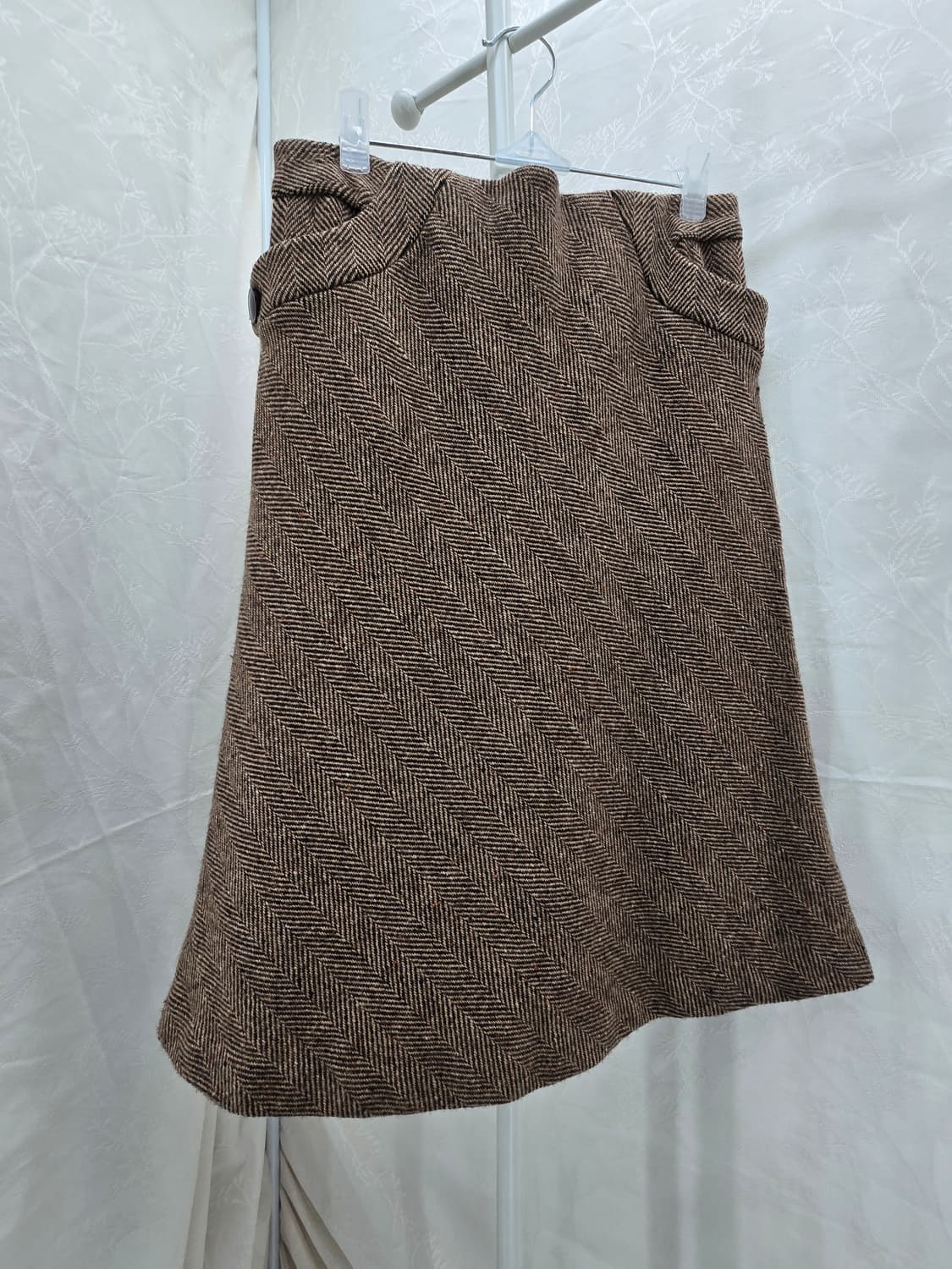 SISLEY HANDMADE 헤링본 브라운 미니스커트 상품이미지1