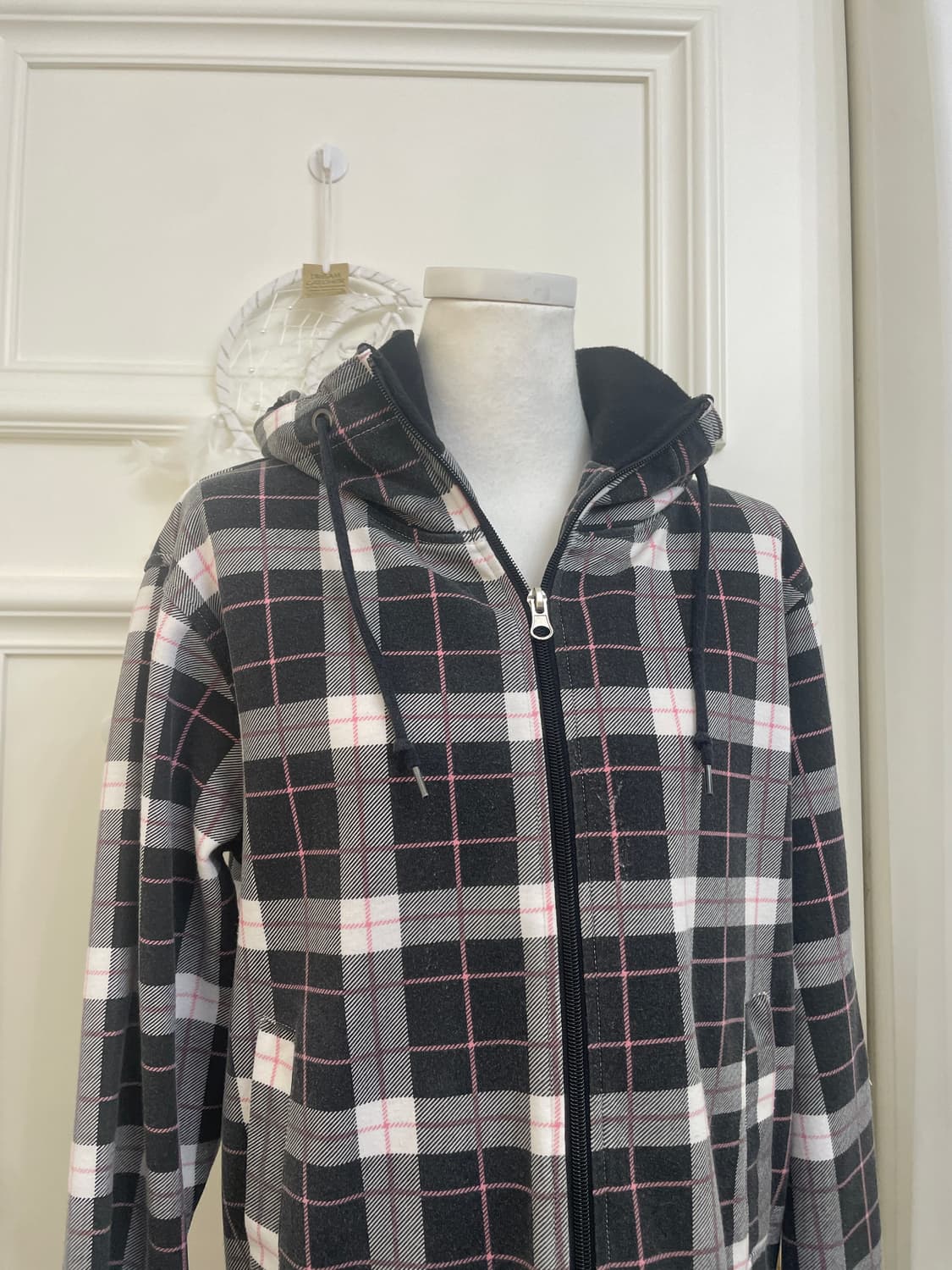black check cute hoodie jumper(size-M) 상품이미지6