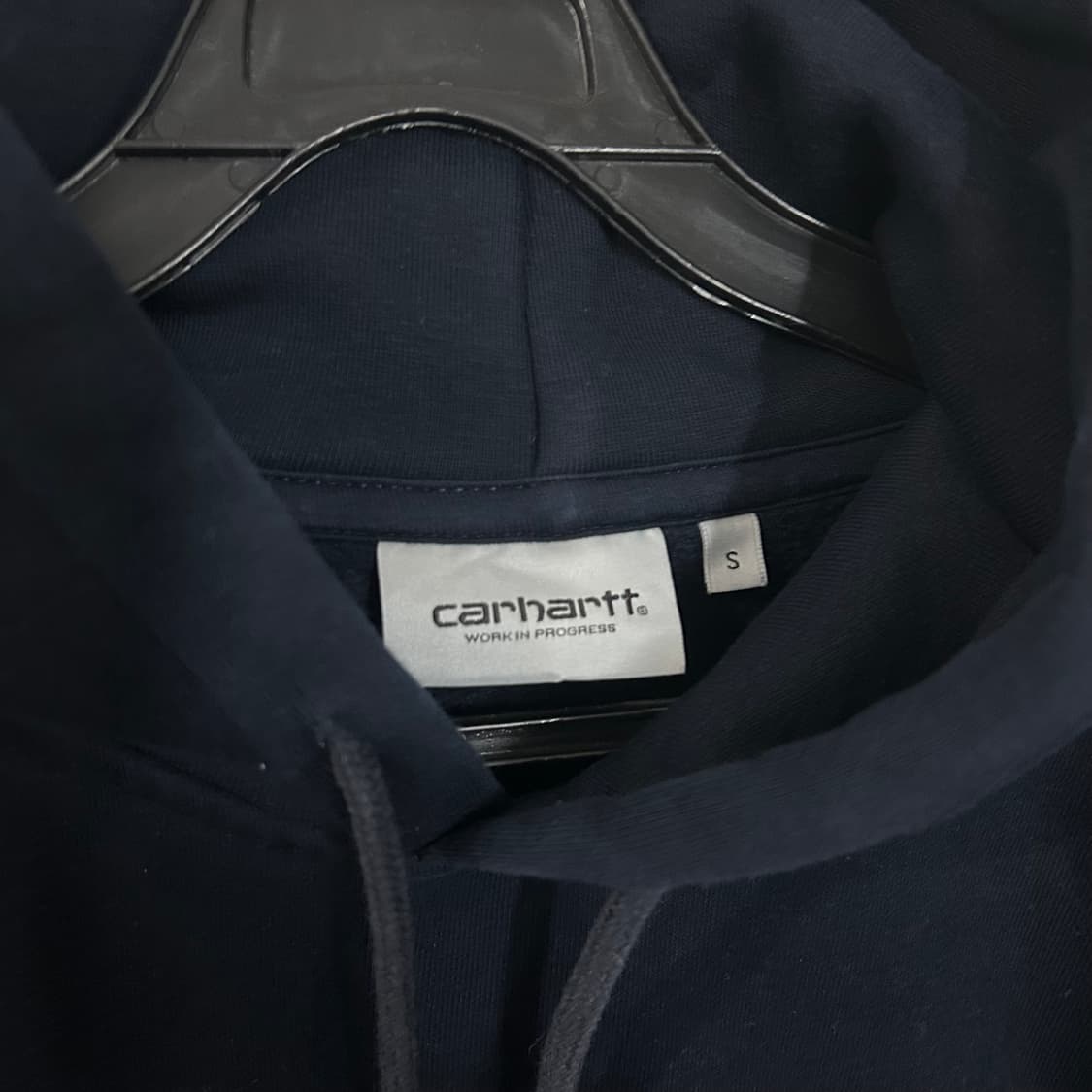 (S) 칼하트 로고 네이비 후드티 상품이미지5