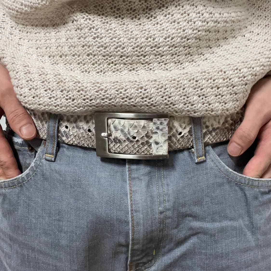 REAL WHITE SNAKE SCALE BELT 상품이미지3