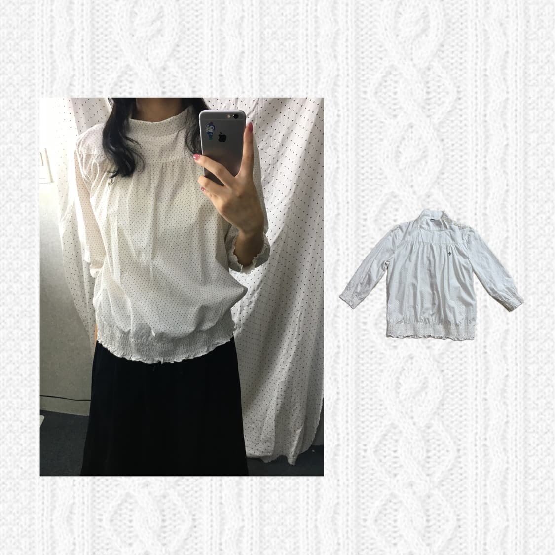 화이트 도트 블라우스 상품이미지1
