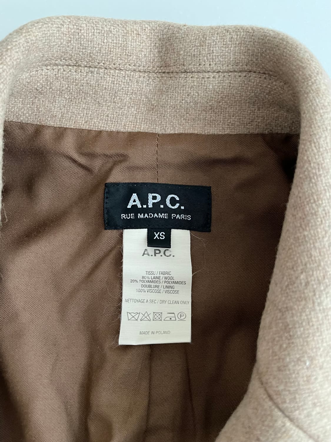 XS) 아페쎄 A.P.C 울 코트 베이지 상품이미지4