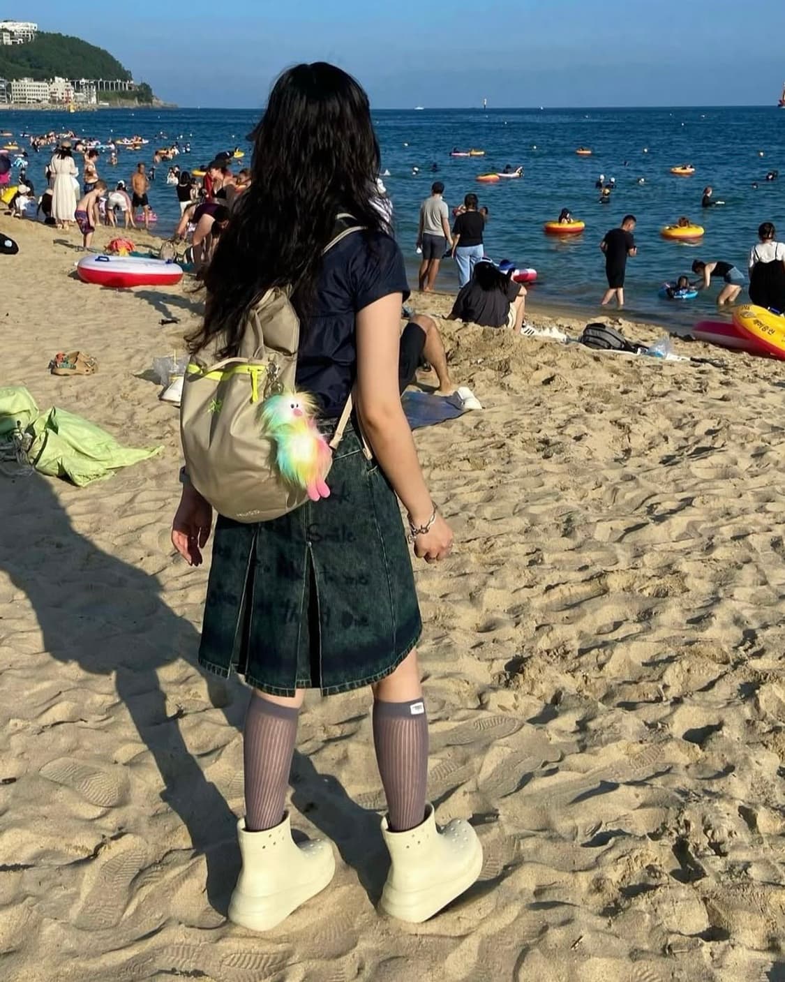 플리츠 데님 미디스커트 상품이미지4