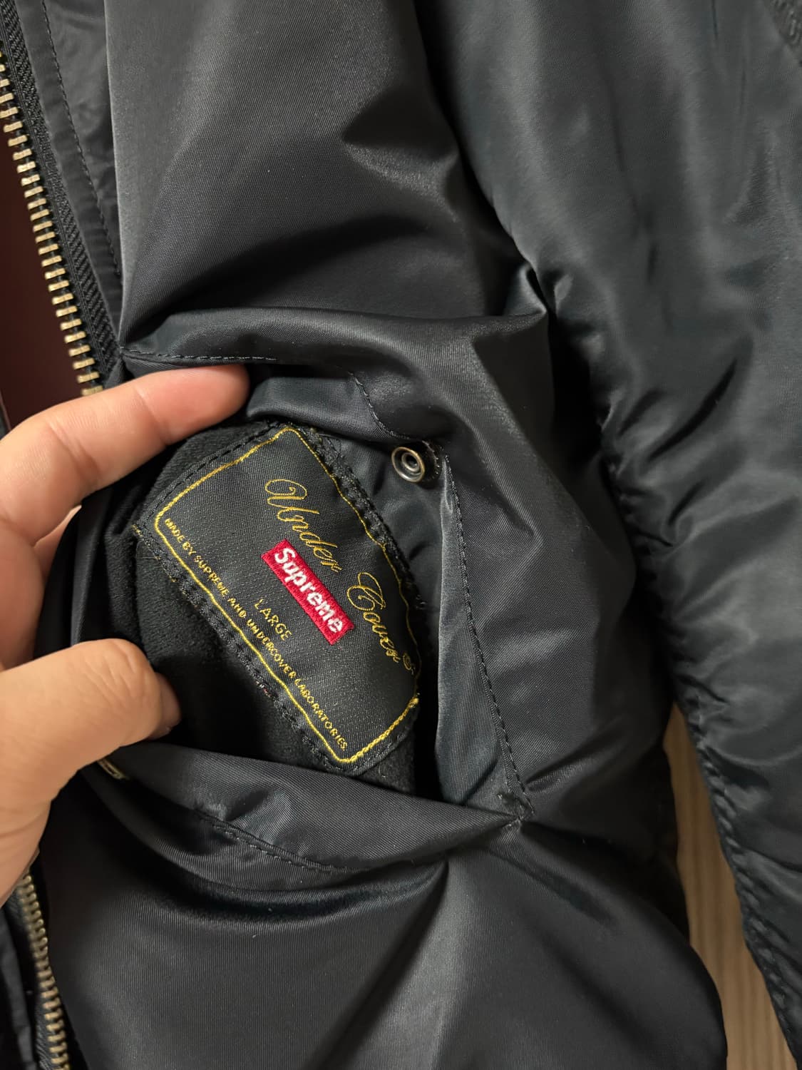슈프림 X 언더커버 리버서블 MA-1 봄버 자켓 블랙 L (FW16) 상품이미지6