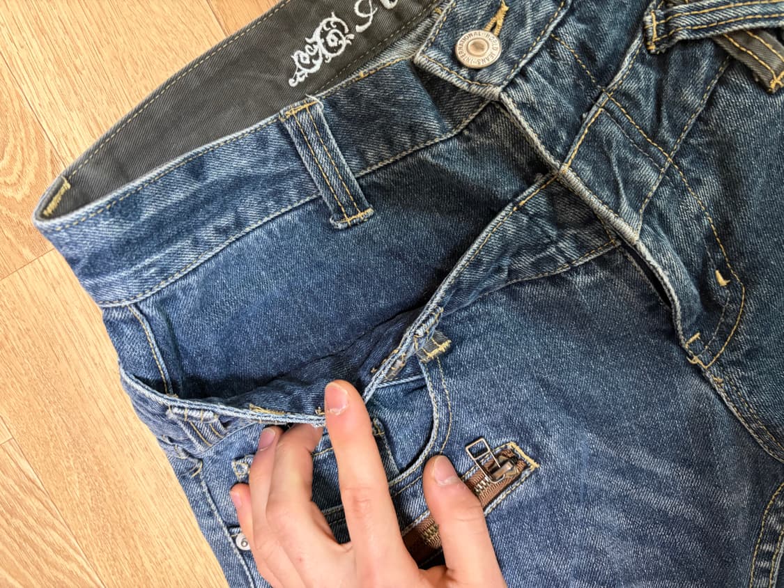 일본 빈티지 지퍼 디테일 새깅 팬츠 상품이미지5