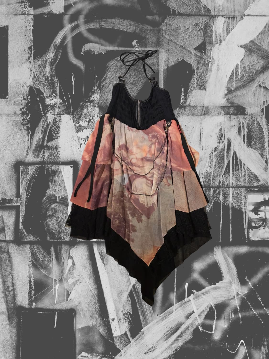 오즈온 르네상스 체인 레이스 레이어드 홀터넥 탑 상품이미지1