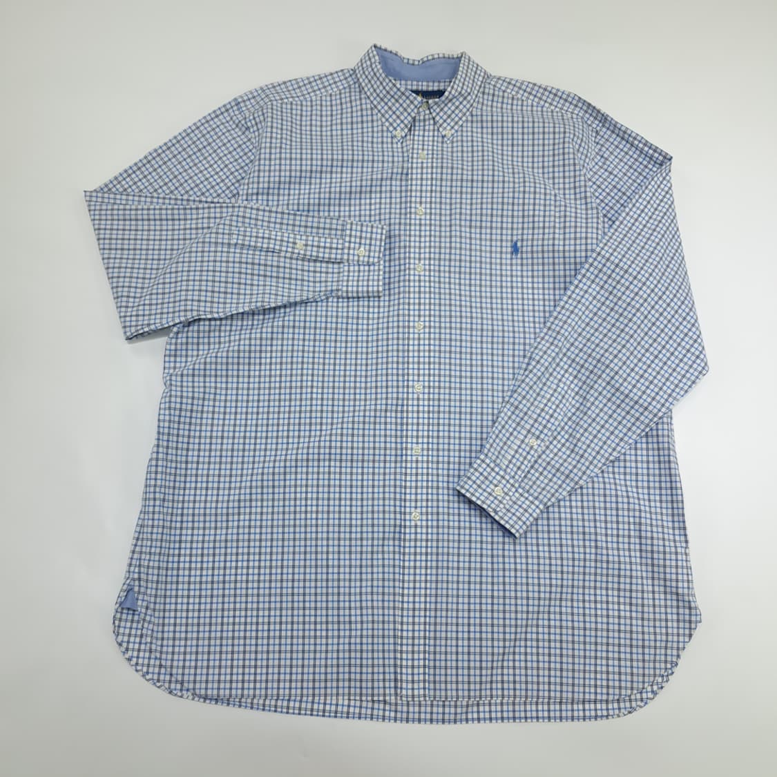 Co945 2XL Tall 폴로 랄프로렌 블루블랙 윈도우페인 긴팔 셔츠 상품이미지2