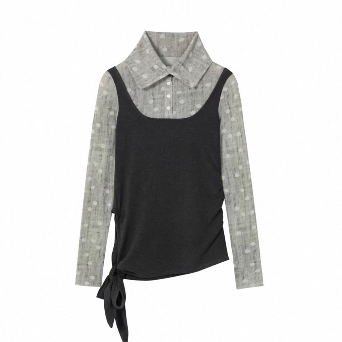 yawhat 도트 레이어드 디자인 탑 상품이미지5