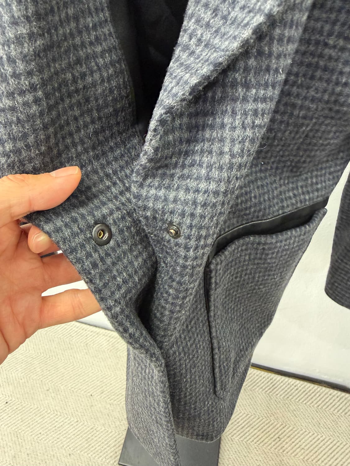 정품) 산드로 여성 깅엄체크 울 자켓 36 상품이미지5