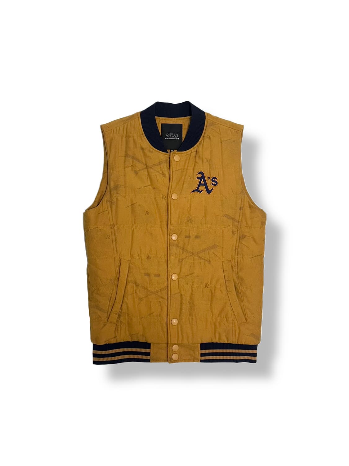 MLB 오클랜드 스웨이드 누빔 조끼 야구 자켓 상품이미지4
