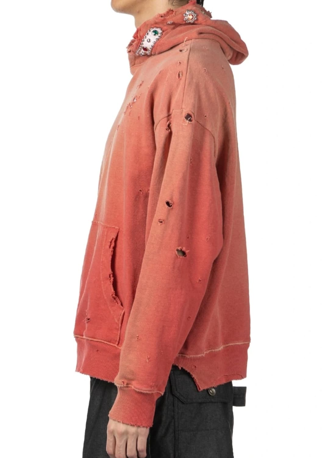 KAPITAL 데미지 후드티 레드 상품이미지3