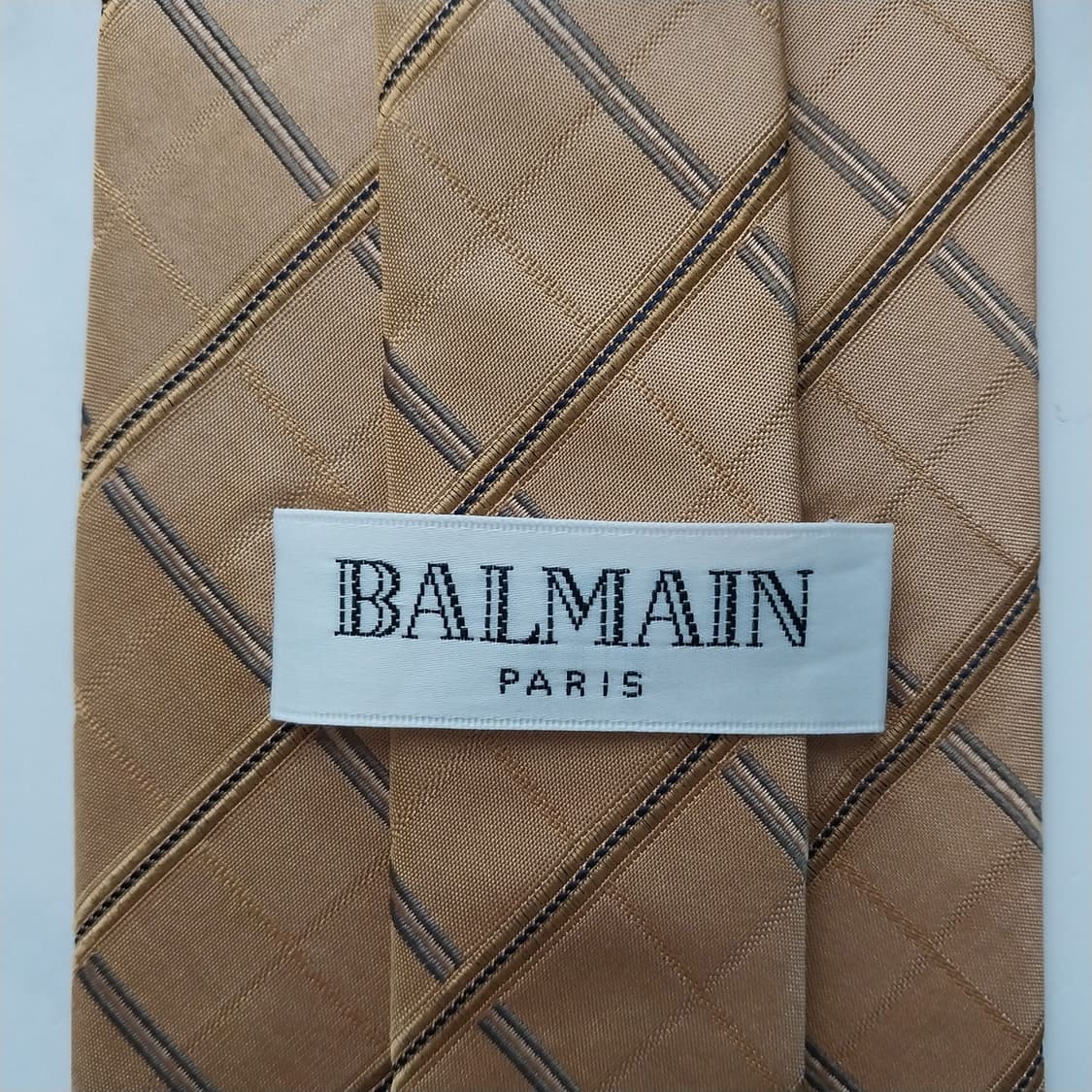 발망 실크 골드 체크 패턴 넥타이 9.6cm A+등급 K1104
 상품이미지8